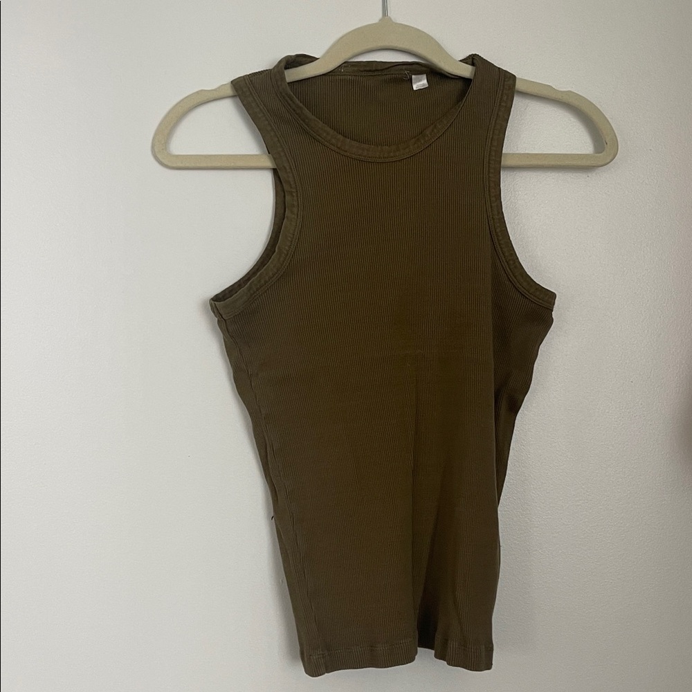 Les Coyotes de Paris Car Knit Racer Tank Top Olive/Army Green Size M